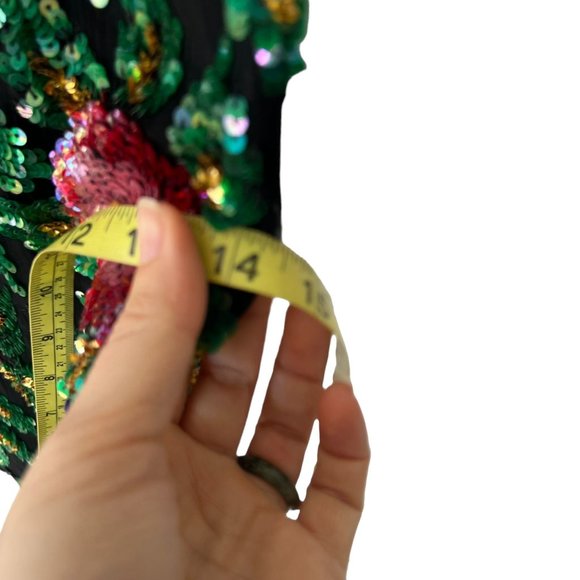 Vintage 90s Laurence Kazar Black Multicolor Floral Sequin Silk Short Sleeve Top - Picture 8 of 8